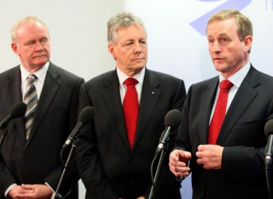 Martin McGuinness, Peter Robinson and Enda Kenny at a NSMC meeting last year.