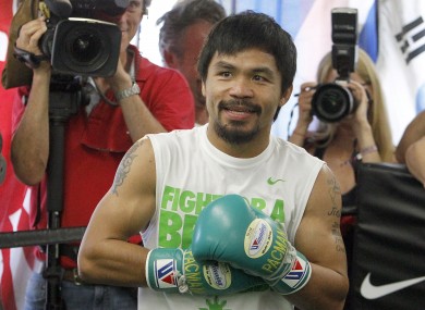 Pacquiao at an open training session in LA this week.