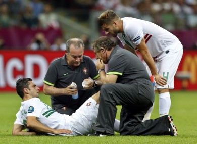 Postiga getting treatment last night.
