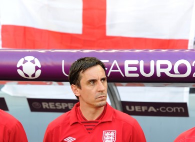 England coach Gary Neville during Euro 2012.