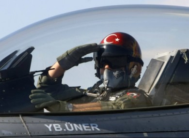 File photo of a Turkish pilot aboard a military plane.
