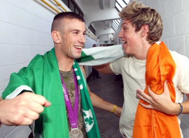 John Joe Nevin with One Direction singer Niall Horan in Cusack Park.