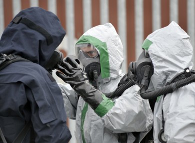 FILE: The Defence Forces conduct a Chemical Biological Radiological Nuclear (CBRN) Improvised Explosive Device Disposal (IEDD) exercise.