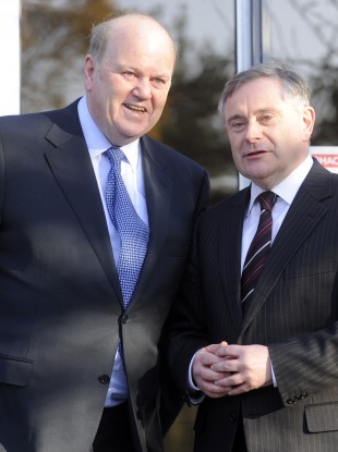 Fine Gael Minister for Finance Michael Noonan (left) and Labour Party Minister for Public Expenditure Brendan Howlin