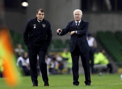 Ireland manager Giovanni Trapattoni and assistant manager Marco Tardelli.