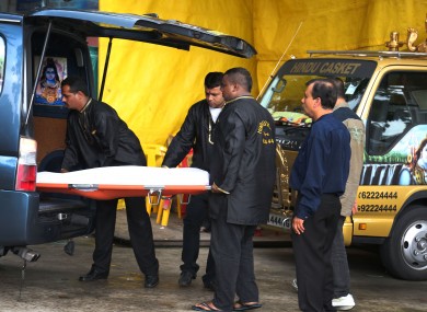 The body of the 23-year-old being brought from the Singapore hospital back to New Delhi earlier today