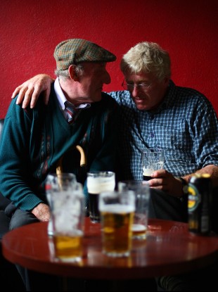 Traders enjoy a few pints during the annual Spancil Hill Horse fair in Co. Clare.