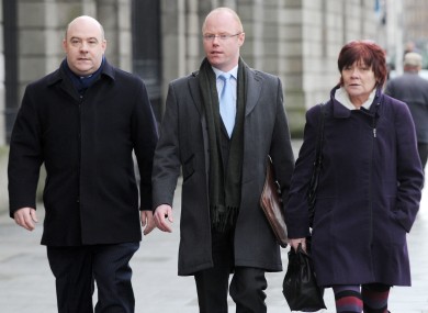 David Hall with independent TD Stephen Donnelly and People Before Profit TD Joan Collins at the Four Courts last week.