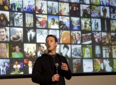 Facebook CEO Mark Zuckerberg speaking at Facebook headquarters in Menlo Park, California, today.