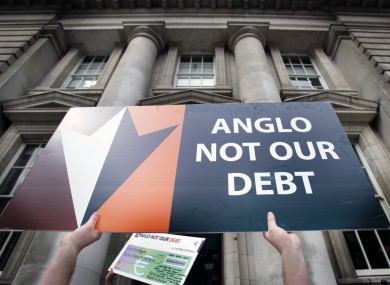 A placard protesting the promissory notes and bank bailout (File photo)