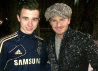 Beckham at the Cobham facility yesterday.