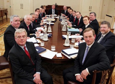 The new cabinet at its first meeting on March 9, 2011. Each of the surviving ministers from then is guaranteed a lifetime's pension from later this month,
