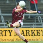 Michael Meehan of Galway takes a free. Pic: INPHO/Mike Shaughnessy