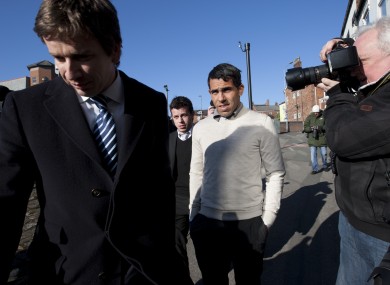 Tevez arriving in court today.