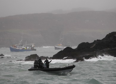 Naval Divers off Adam Island in west Cork during the search in January.
