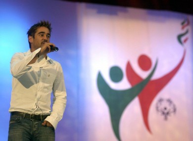 Colin Farrell launching the opening ceremony of the World Games in Dublin in 2003.