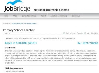 The JobBridge ad in question