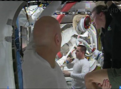 Astronauts aboard the ISS this afternoon.