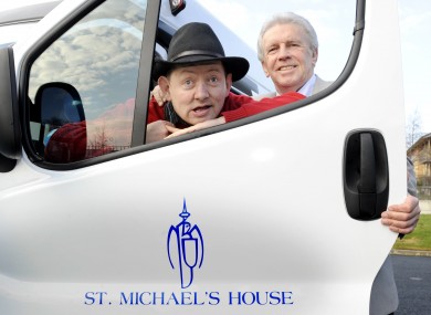 Soccer legend John Giles and resident Noel Whelan at an event for St Michael's in 2010