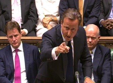 David Cameron speaking during the debate on Syria today.