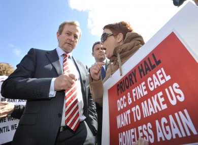 Taoiseach Enda Kenny confronted by Stephanie Meehan at a protest last year.