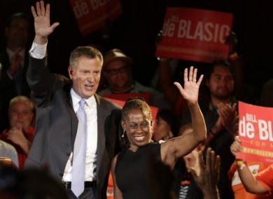 New York City Democratic Mayoral candidate Bill De Blasio and his wife Chirlane.