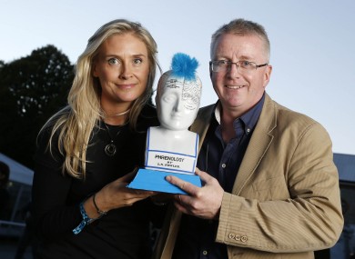 Gráinne Barron, CEO of Viddyad, accepts the award from ESB's John McKiernan.