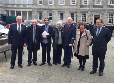 Some of the independent TDs supporting the motion at Leinster House today