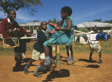 Kampala Meugo Primary School in Ugand where thirty per cent of pupils have been orphaned by AIDS.