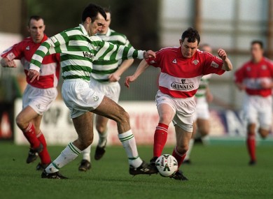 Caulfield (right) playing for Cork back in 2001.