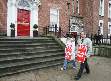 Workers on an official ASTI picket outside Loreto College in Dublin in 2009.