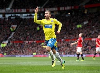 Cabaye celebrates his goal.
