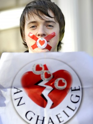 Silent Protest in 2011 in opposition to Fine Gael's policy to make Irish an optional subject for the Leaving Certificate.