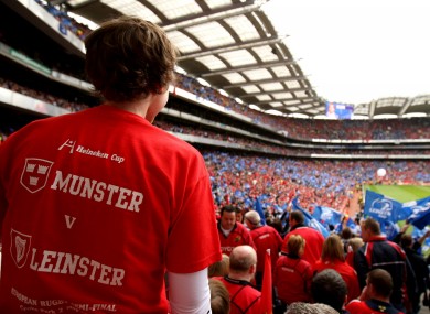 A Munster fan at the 2009 Heineken Cup semi final with Leinster.