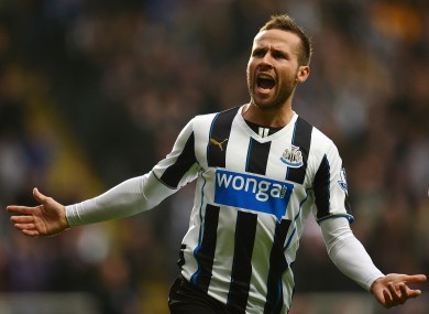 Yohan Cabaye in action for Newcastle.