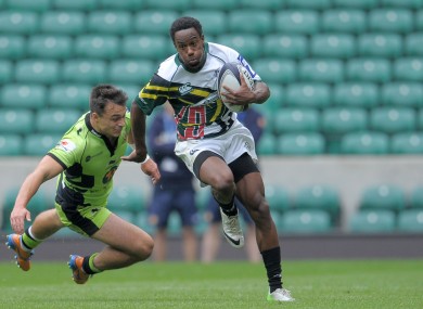 Carlin Isles beats Northampton's Tom Collins during the World Club Sevens at Twickenham last year.