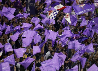 Fiorentina fans in the stadium ahead of the game.