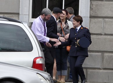 Interim Garda Commissioner Noirin O'Sullivan meets John Wilson outside Leinster House