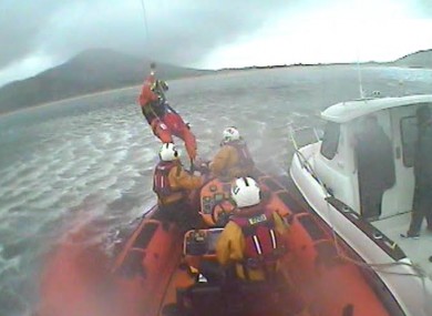 Fisherman being rescued off the Donegal coast.