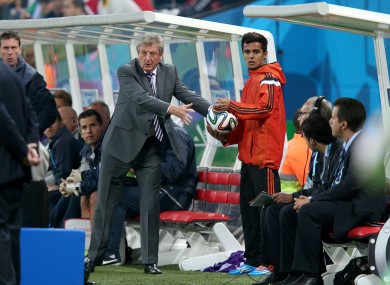 Hodgson attempts to get the ball back in play in São Paulo.
