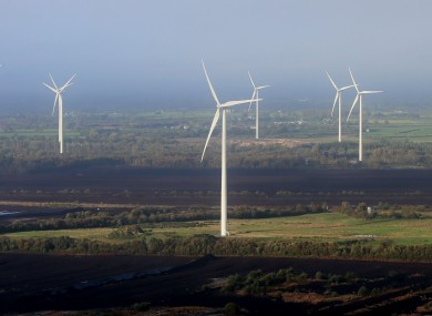 File photo of wind turbines at Bruckana on the borders of Laois, Tipperary and Kilkenny.