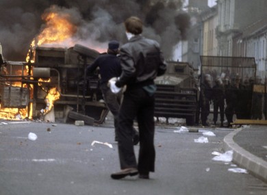 File photo dated 1 August 1979 of violence in the Bogside area of Derry.
