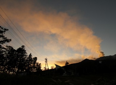 Smoke billows from Mount Ontake.