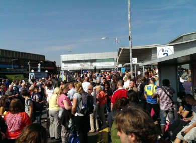 The scene at Luton airport this afternoon
