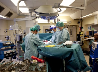The Swedis team performing the womb transplant.