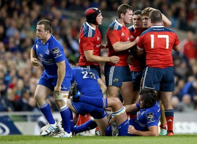 Munster celebrate as Gerhard van den Heever wins a penalty.
