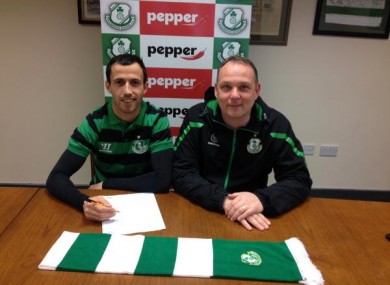 Fahey with Rovers chairman Jonathan Roche.