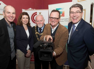 Declan Gibbons, Galway Film Centre; Patricia Philbin, Galway City Council SEO Culture; Mayor of Galway Donal Lyons, David Wilson UNESCO City of Film Bradford, and Gary McMahon, Galway City Council.