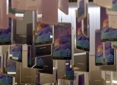 Models of Samsung's smartphones are displayed at a showroom in Seoul in South Korea.
