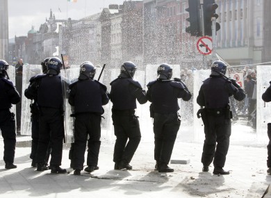 Members of the gardai in action on O'Connell Street at the 2006 march.